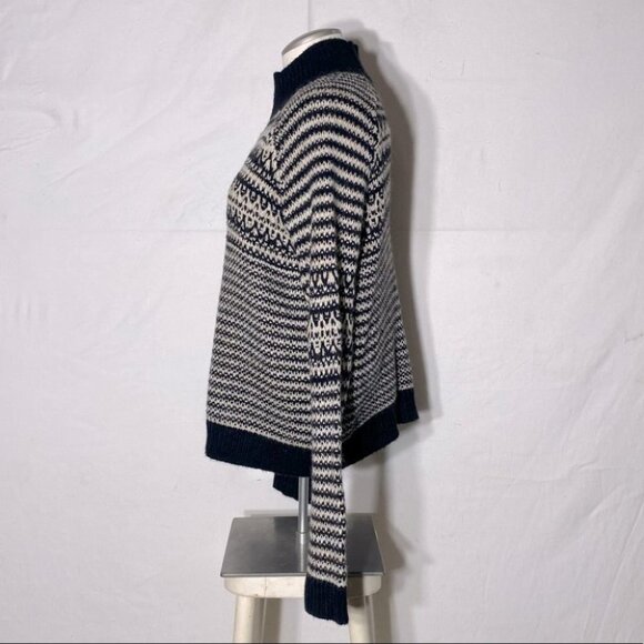 M&S Collection Black Off White Striped Knit Mock Neck Sweater Uk14 - Picture 3 of 12
